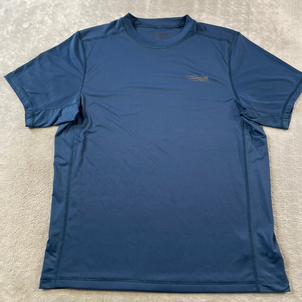 Sitka Performance T Shirt Mens Large Blue Lightweight UPF 30 Outdoor Wicking
